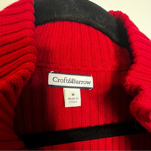 Croft & Barrow Red Full Zip Quilted Front Sweater Jacket - Picture 5 of 8